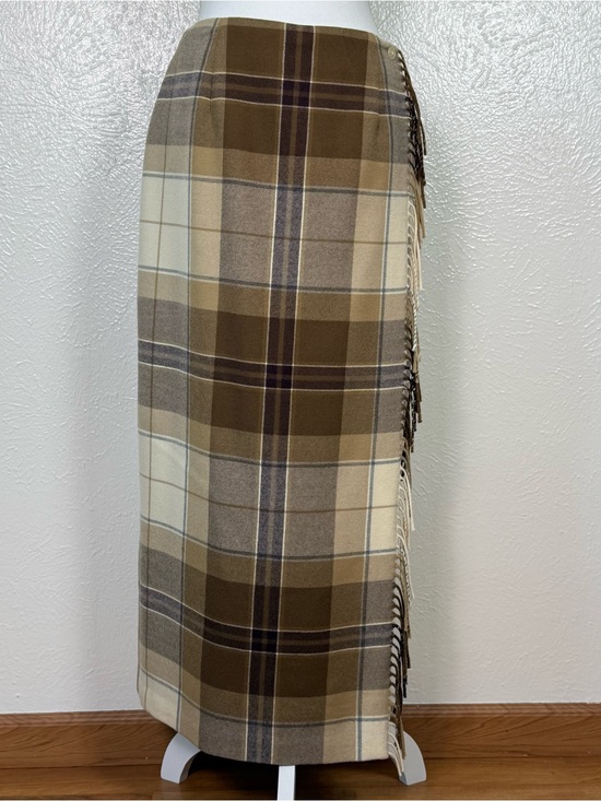 Talbots Dresses & Skirts - Vintage Talbots 100% Lambswool Plaid Fringe Wrap Maxi Skirt Size 8